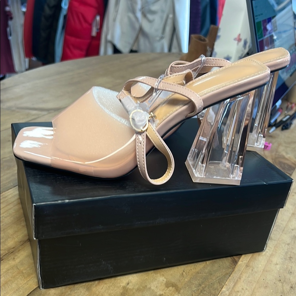 Elegant Nude Block Heel Sandals